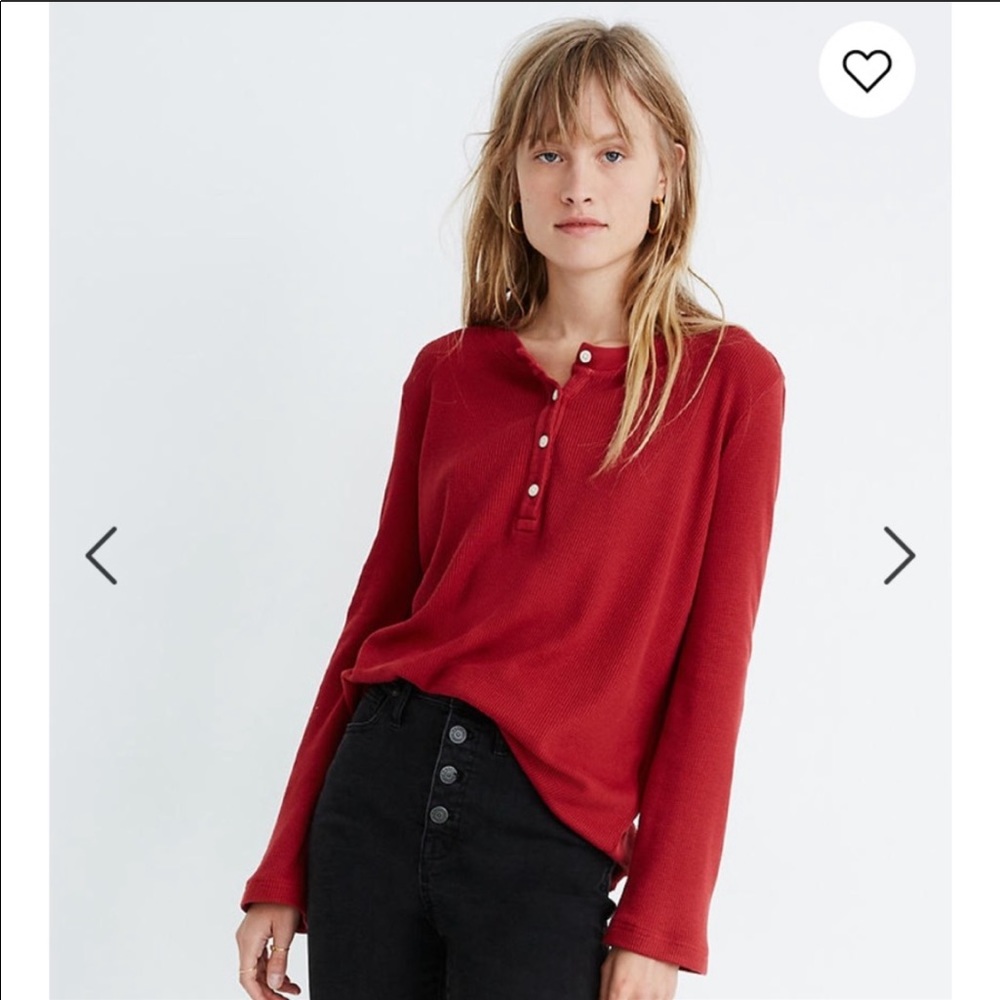 Madewell Henley thermal rust long sleeved top